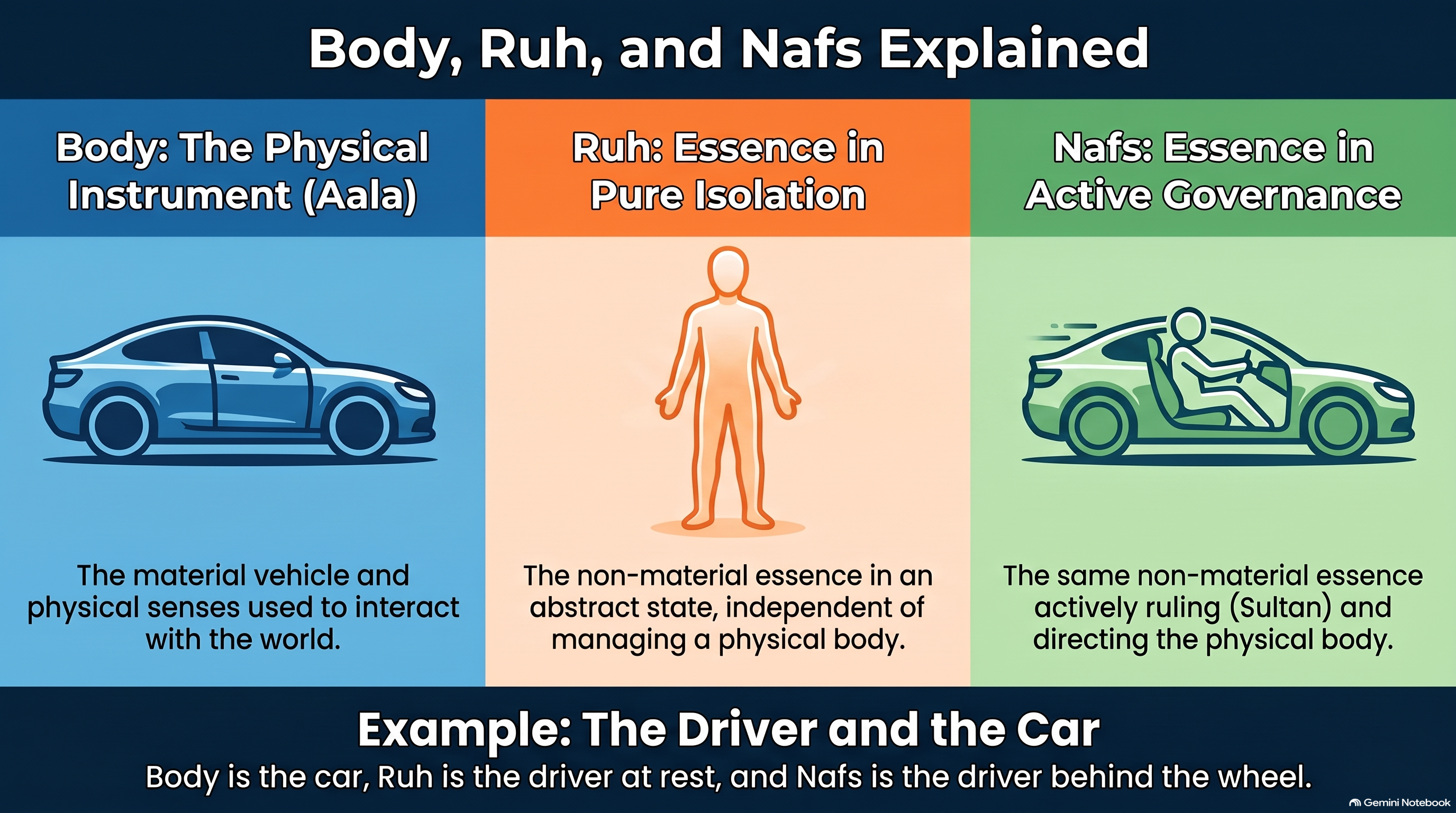 Body, Ruh, and Nafs Explained visual reflection